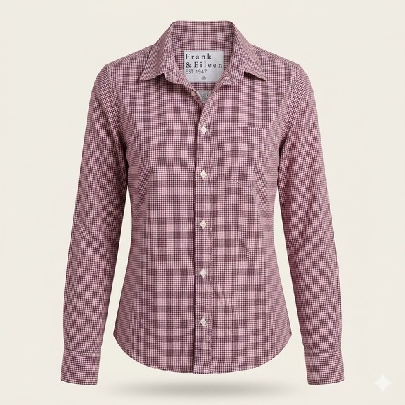 Frank & Eileen Tops - Frank & Eileen Barry Shirt Womens M Red Gingham Cotton Excellent Button Down